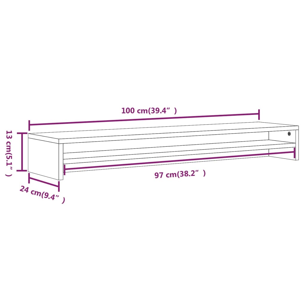 vidaXL Support de moniteur Chêne fumé 100x24x13 cm Bois d'ingénierie
