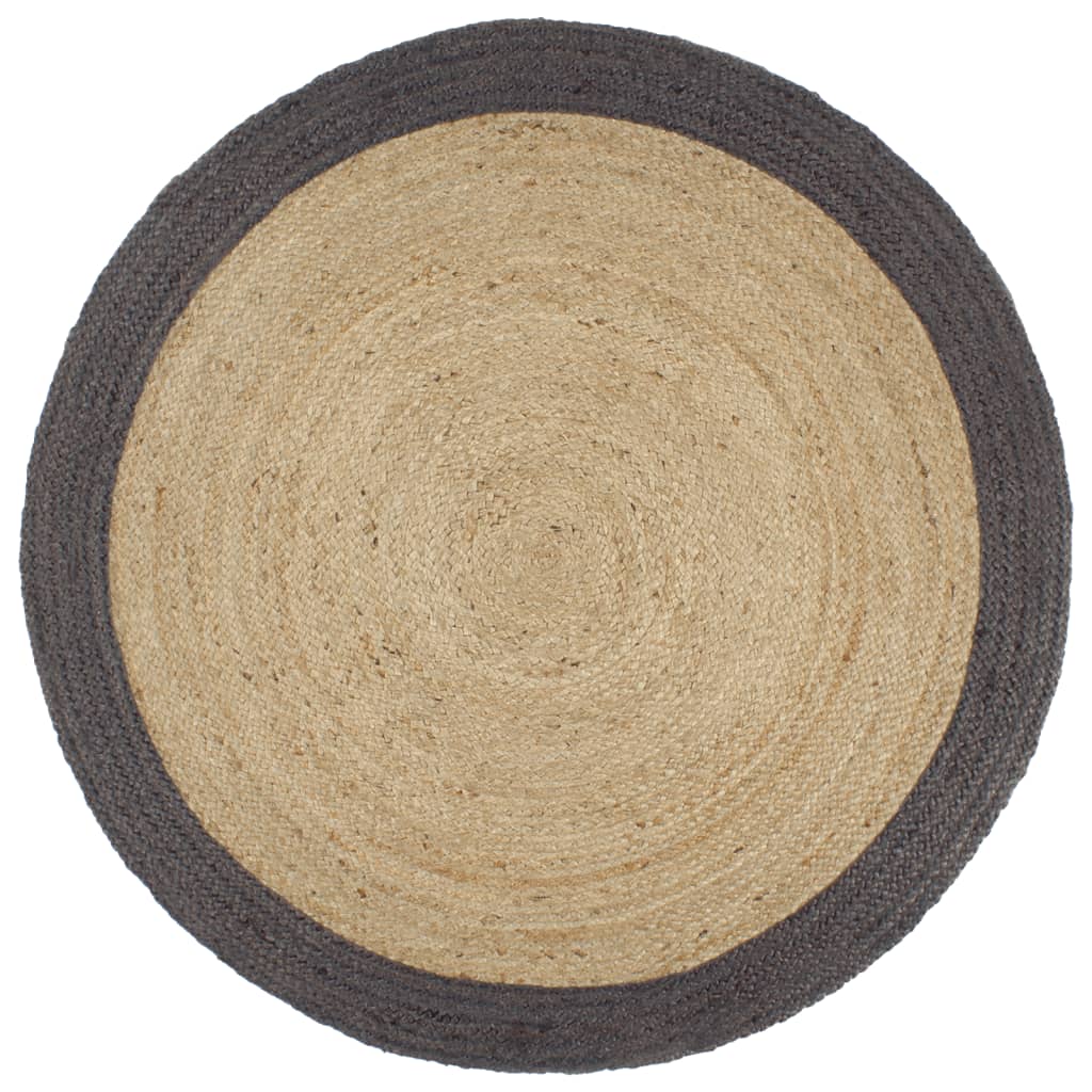 vidaXL Tapis fait à la main Jute avec bord gris foncé 210 cm