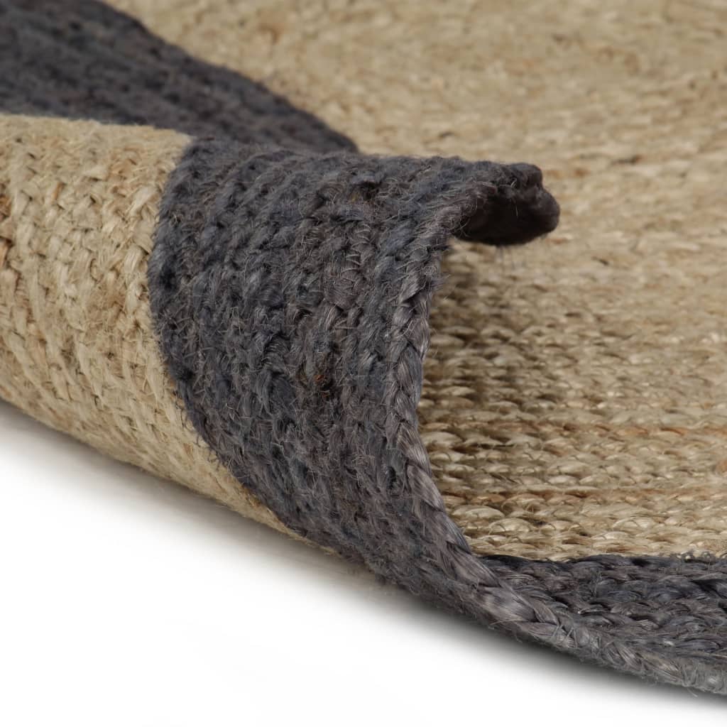 vidaXL Tapis fait à la main Jute avec bord gris foncé 240 cm