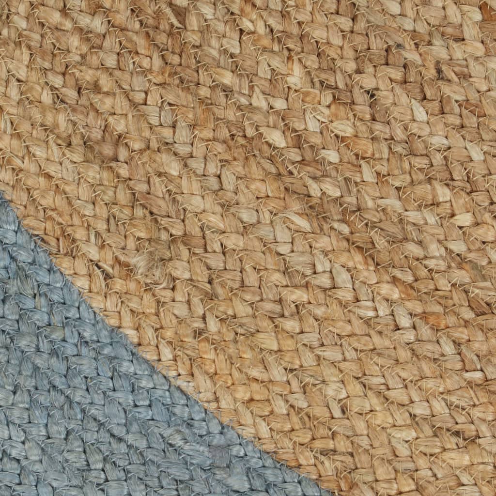 vidaXL Tapis fait à la main Jute avec bord vert olive 210 cm