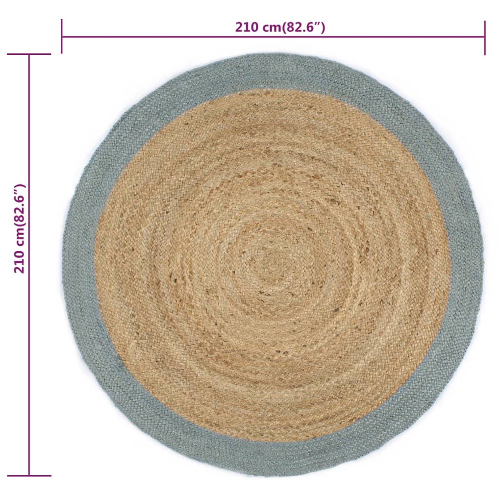vidaXL Tapis fait à la main Jute avec bord vert olive 210 cm