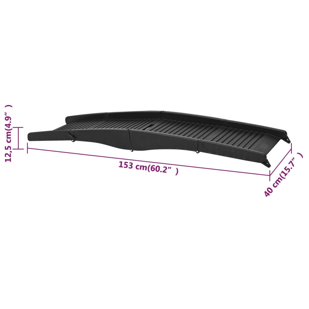 vidaXL Rampe pliable pour chien Noir 153x40x12,5 cm Plastique