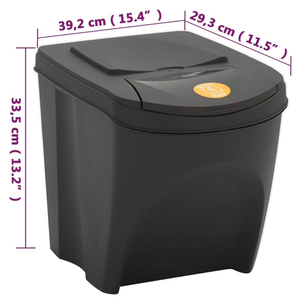 vidaXL Poubelles à ordures empilables 4 pcs Gris 100 L Polypropylène