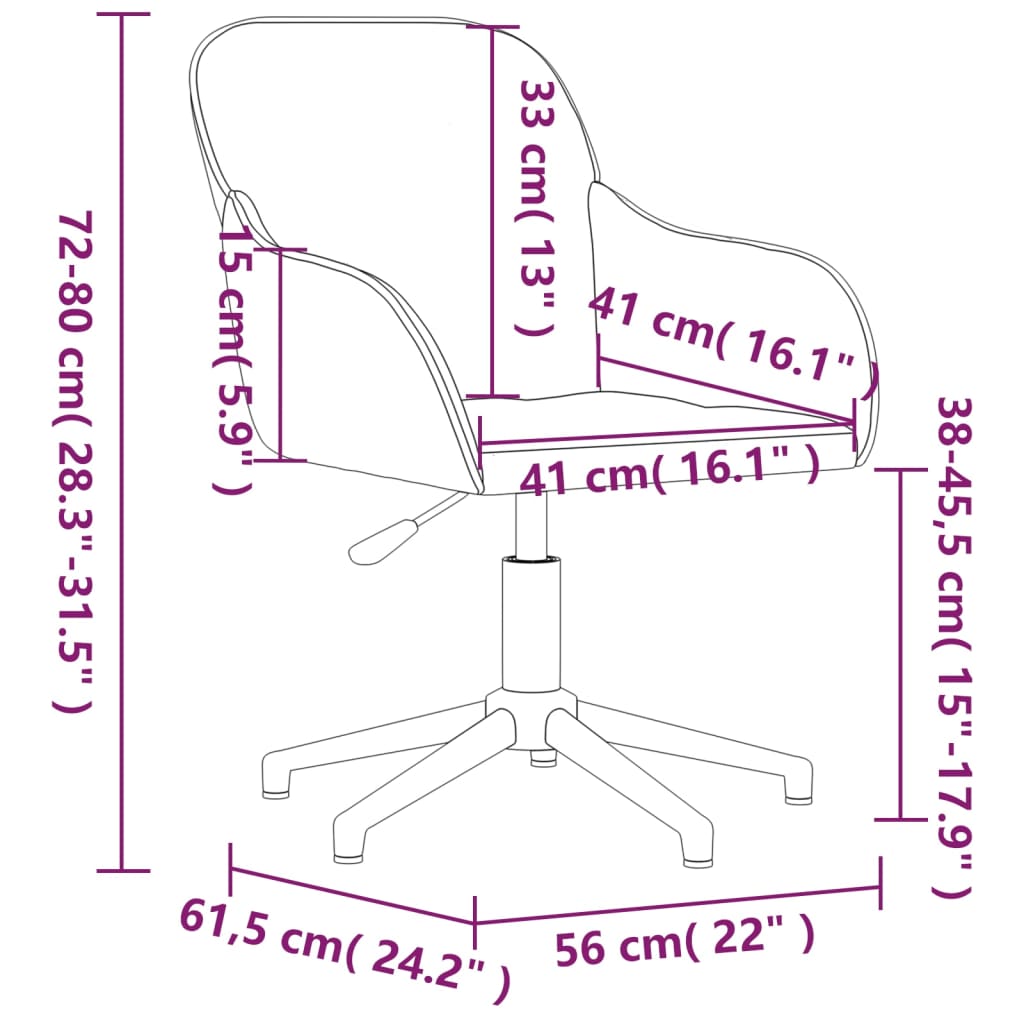 vidaXL Chaise pivotante de bureau Vert foncé Velours