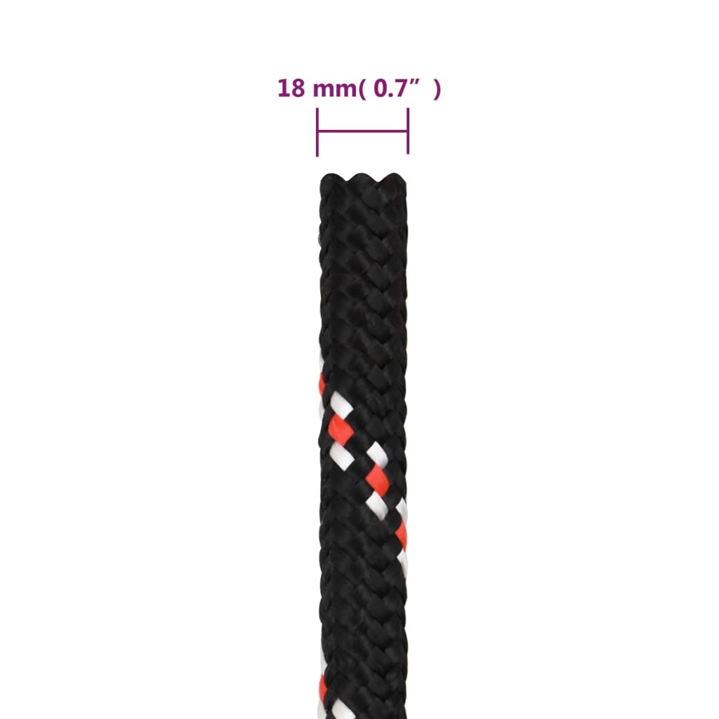 vidaXL Corde de bateau Noir 18 mm 25 m Polypropylène