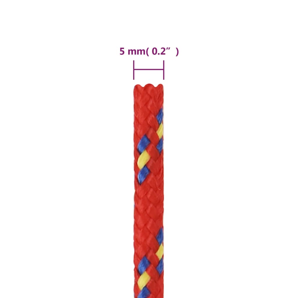 vidaXL Corde de bateau Rouge 5 mm 100 m Polypropylène