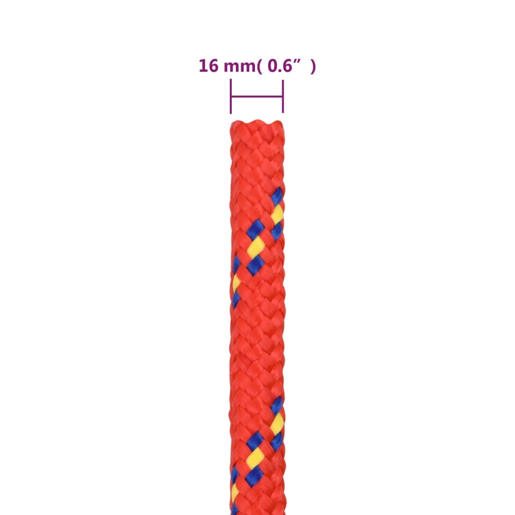 vidaXL Corde de bateau Rouge 16 mm 25 m Polypropylène