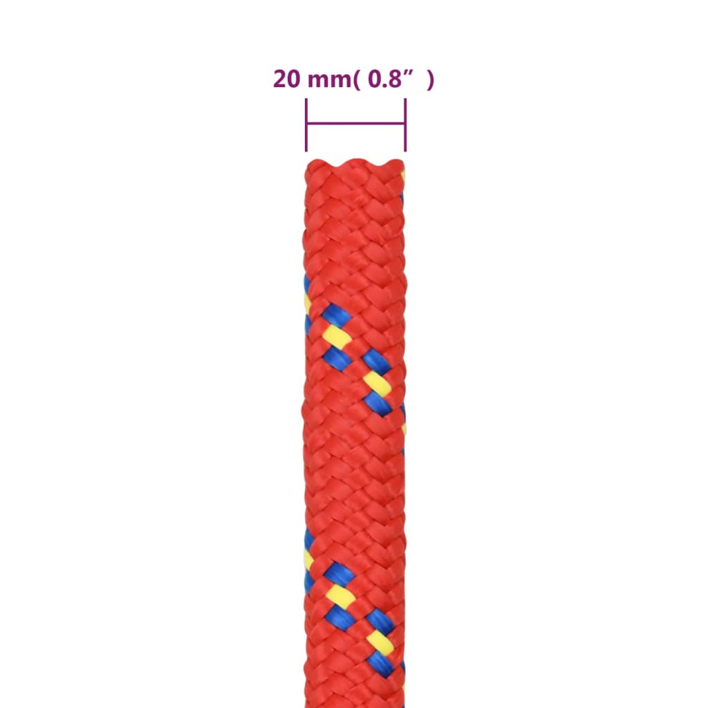 vidaXL Corde de bateau Rouge 20 mm 100 m Polypropylène