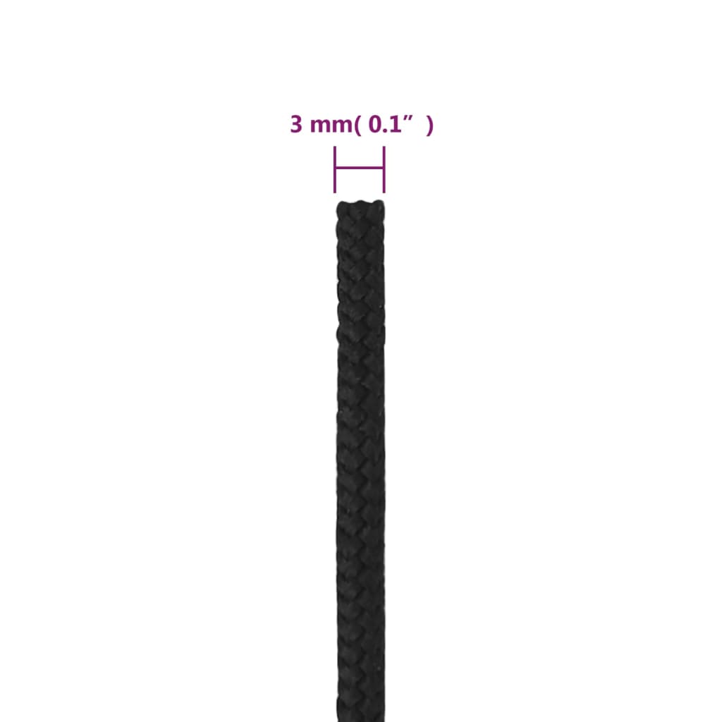 vidaXL Corde de bateau Noir complet 3 mm 100 m Polypropylène