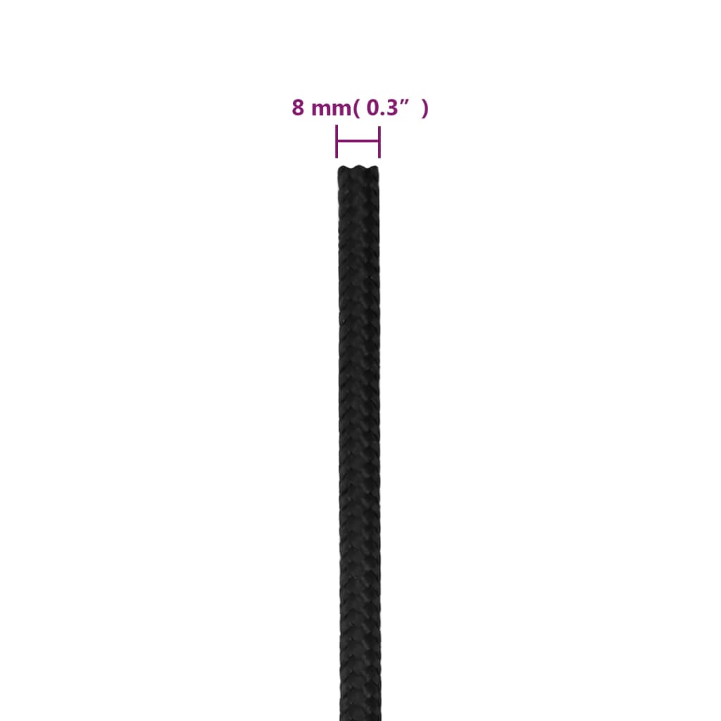 vidaXL Corde de bateau Noir complet 8 mm 25 m Polypropylène