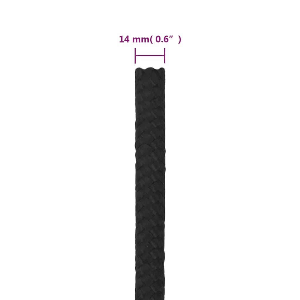 vidaXL Corde de bateau Noir complet 14 mm 250 m polypropylène