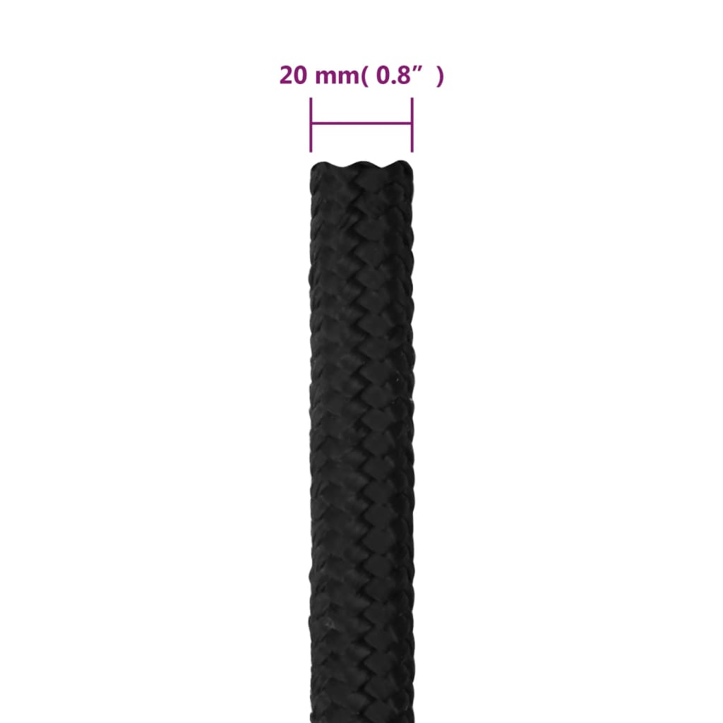 vidaXL Corde de bateau Noir complet 20 mm 100 m Polypropylène