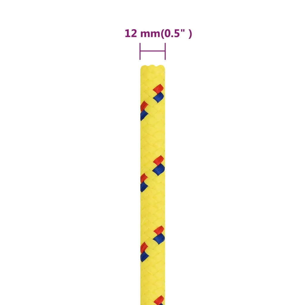 vidaXL Corde de bateau Jaune 12 mm 100 m Polypropylène