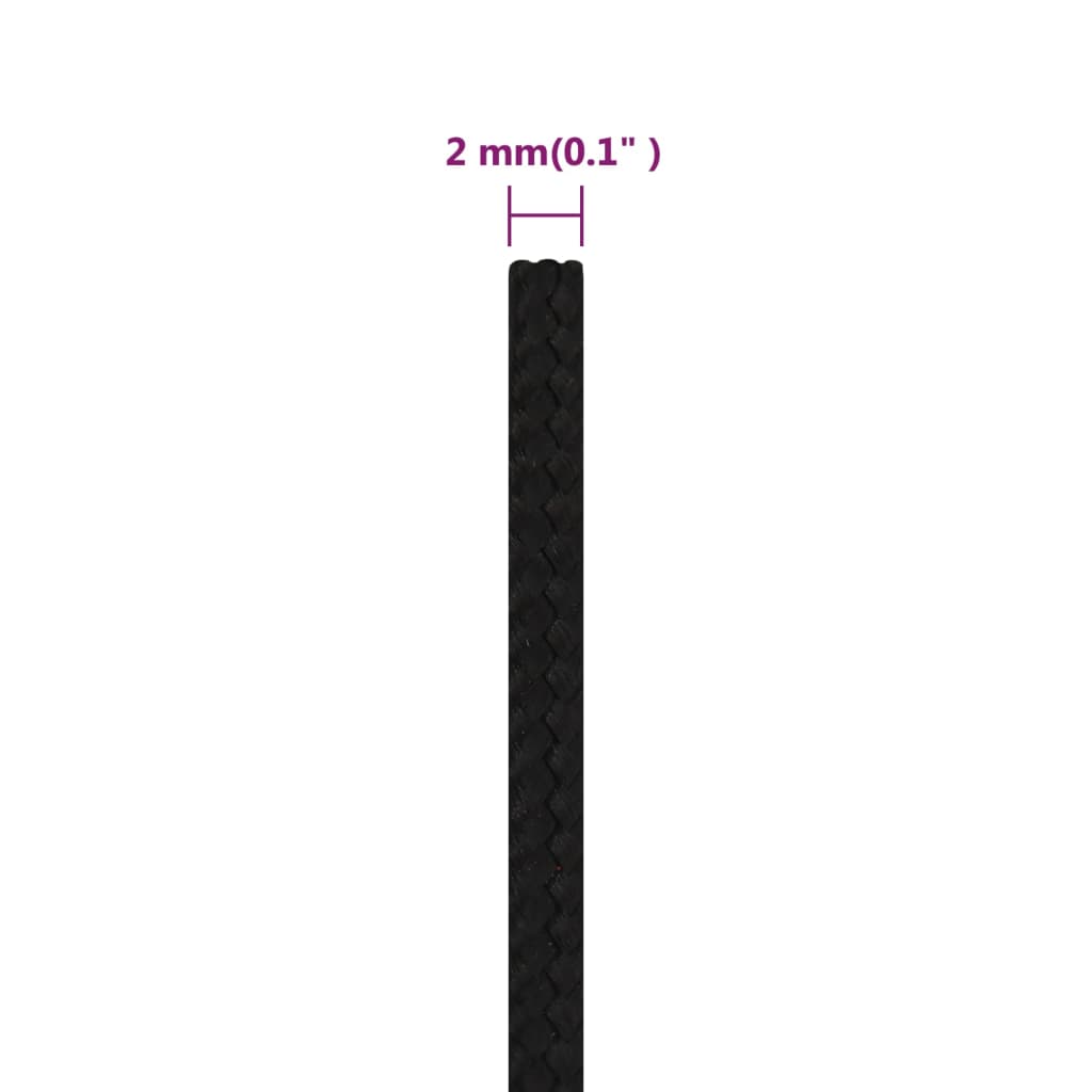 vidaXL Corde de travail Noir 2 mm 250 m Polyester
