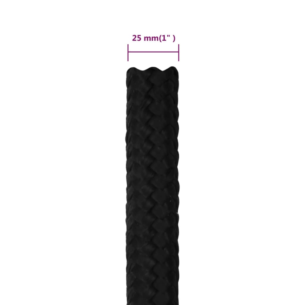 vidaXL Corde de travail Noir 25 mm 50 m Polyester