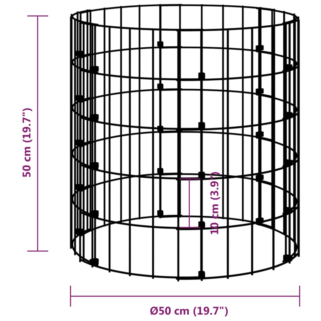 vidaXL Composteur de jardin Ø50x50 cm Acier galvanisé