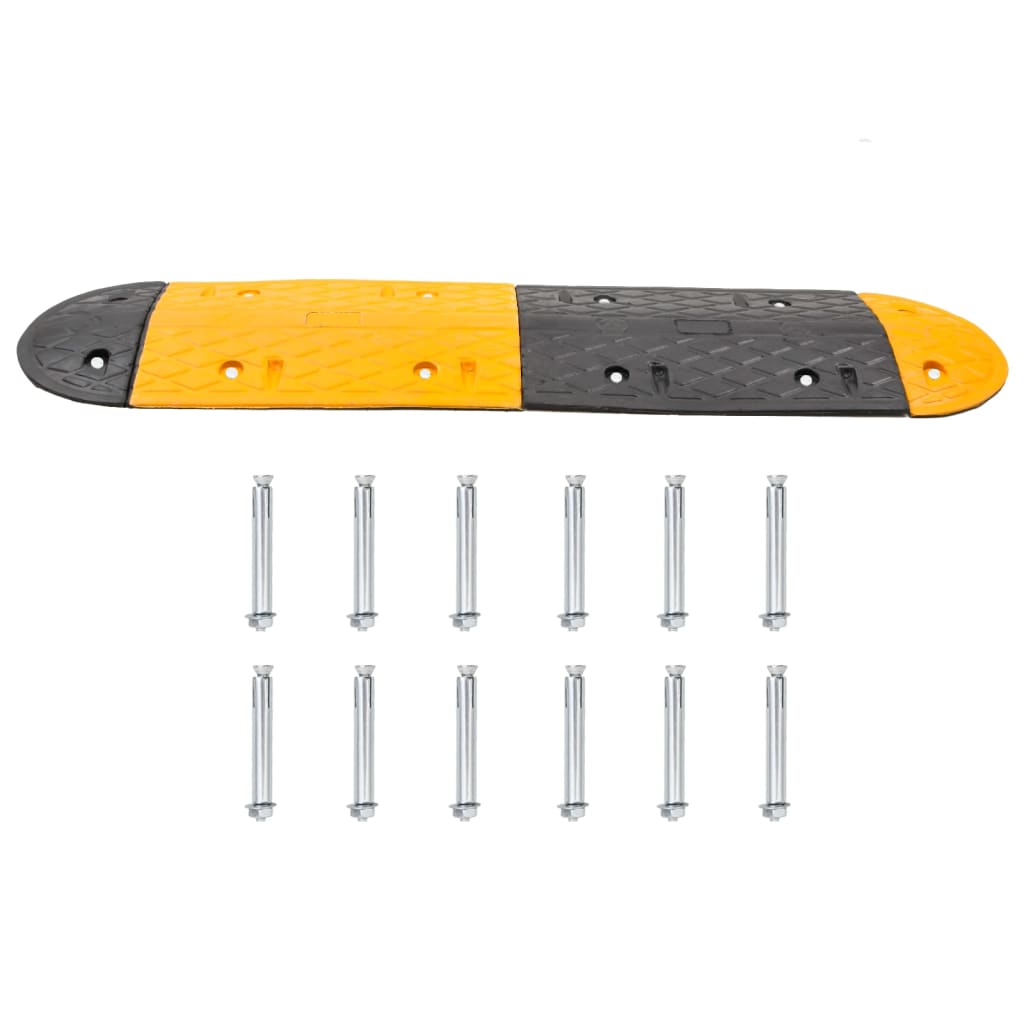 vidaXL Ralentisseur Jaune et noir 129x32,5x4 cm Caoutchouc