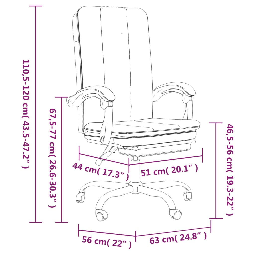 vidaXL Fauteuil inclinable de bureau Rose Similicuir