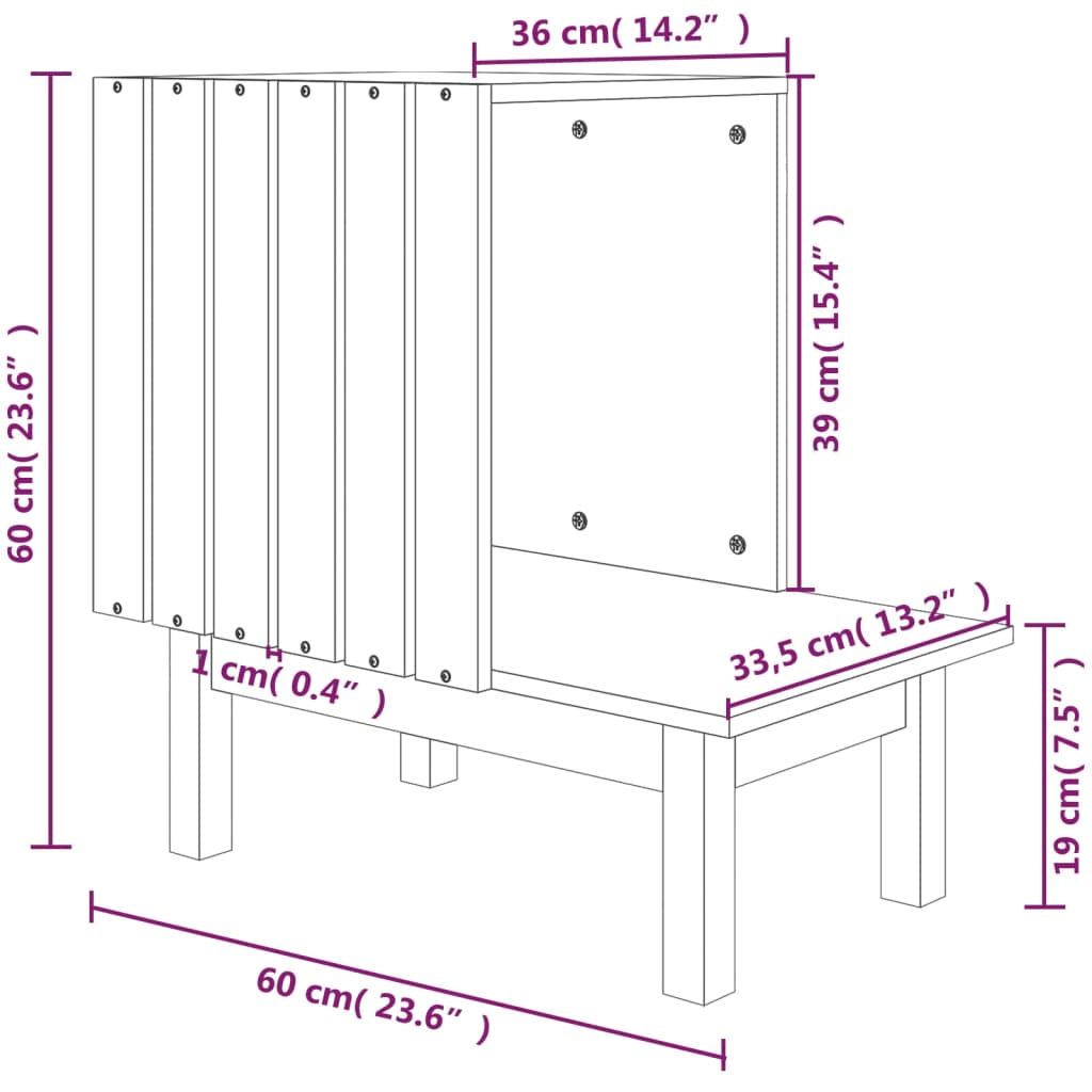 vidaXL Maison pour chat 60x36x60 cm Bois de pin massif