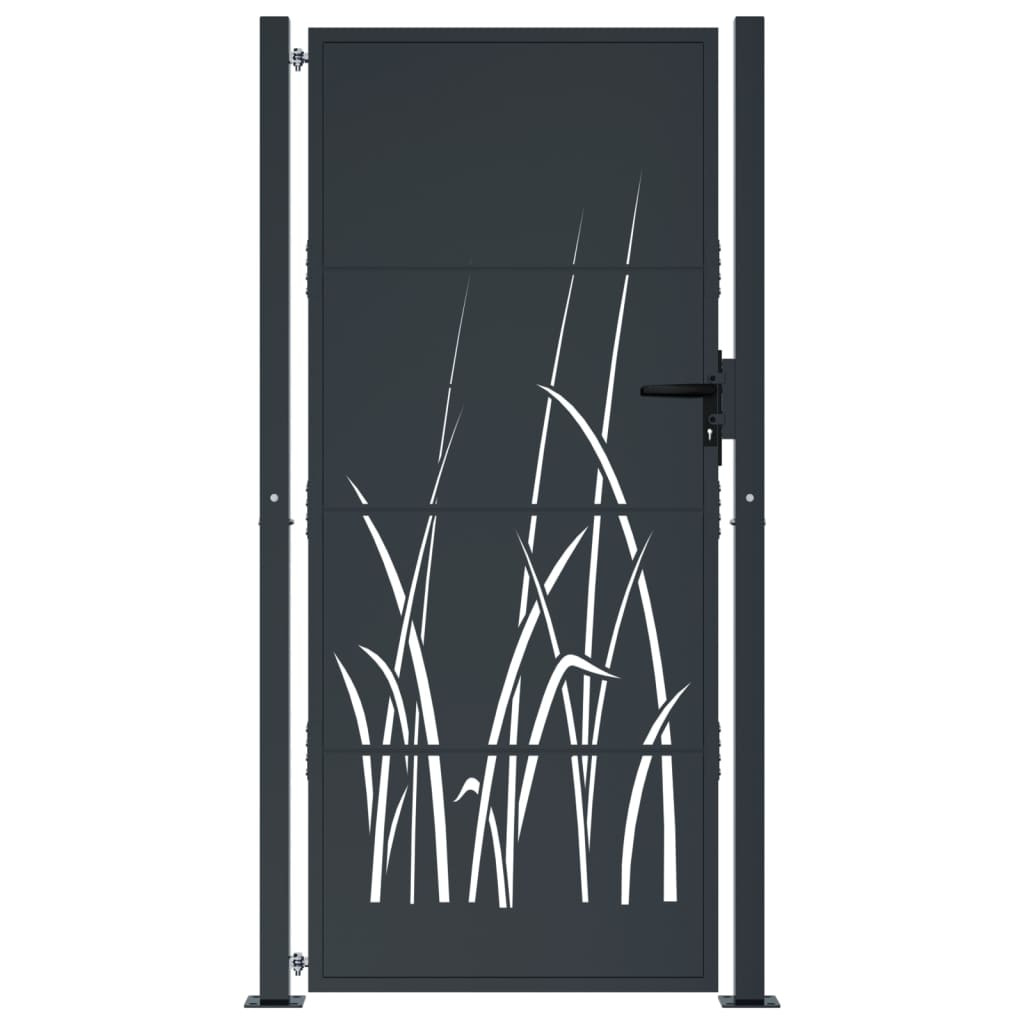 vidaXL Portail de jardin anthracite 105x180cm acier conception d'herbe