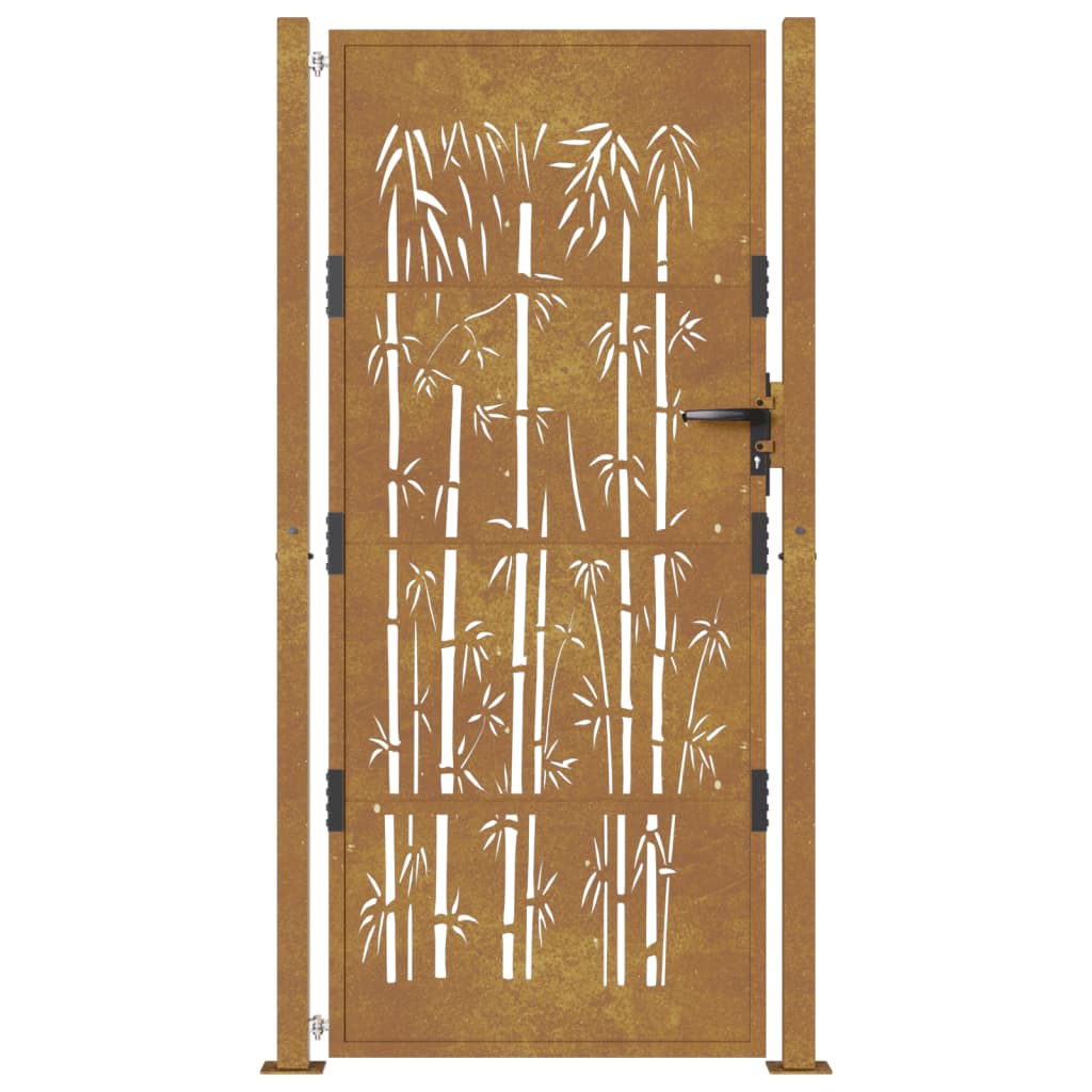 vidaXL Portail de jardin 105x205 cm acier corten design de bambou