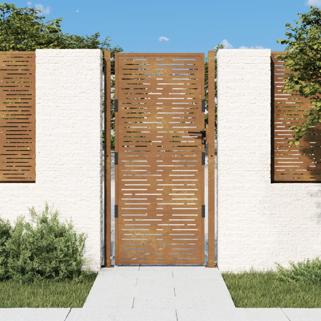 vidaXL Portail de jardin 105x180 cm acier corten conception de carré