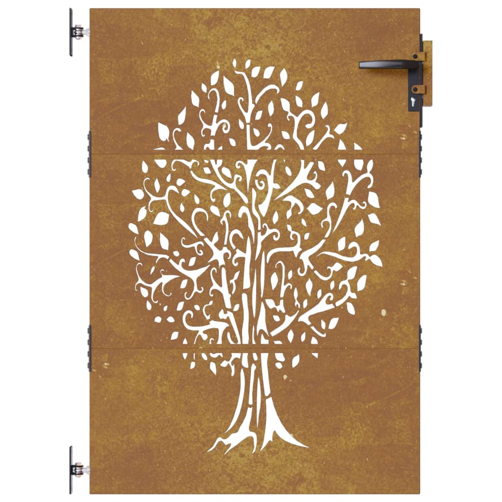 vidaXL Portail de jardin 85x125 cm acier corten conception de l'arbre