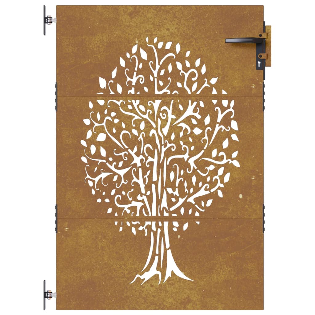 vidaXL Portail de jardin 85x150 cm acier corten conception de l'arbre