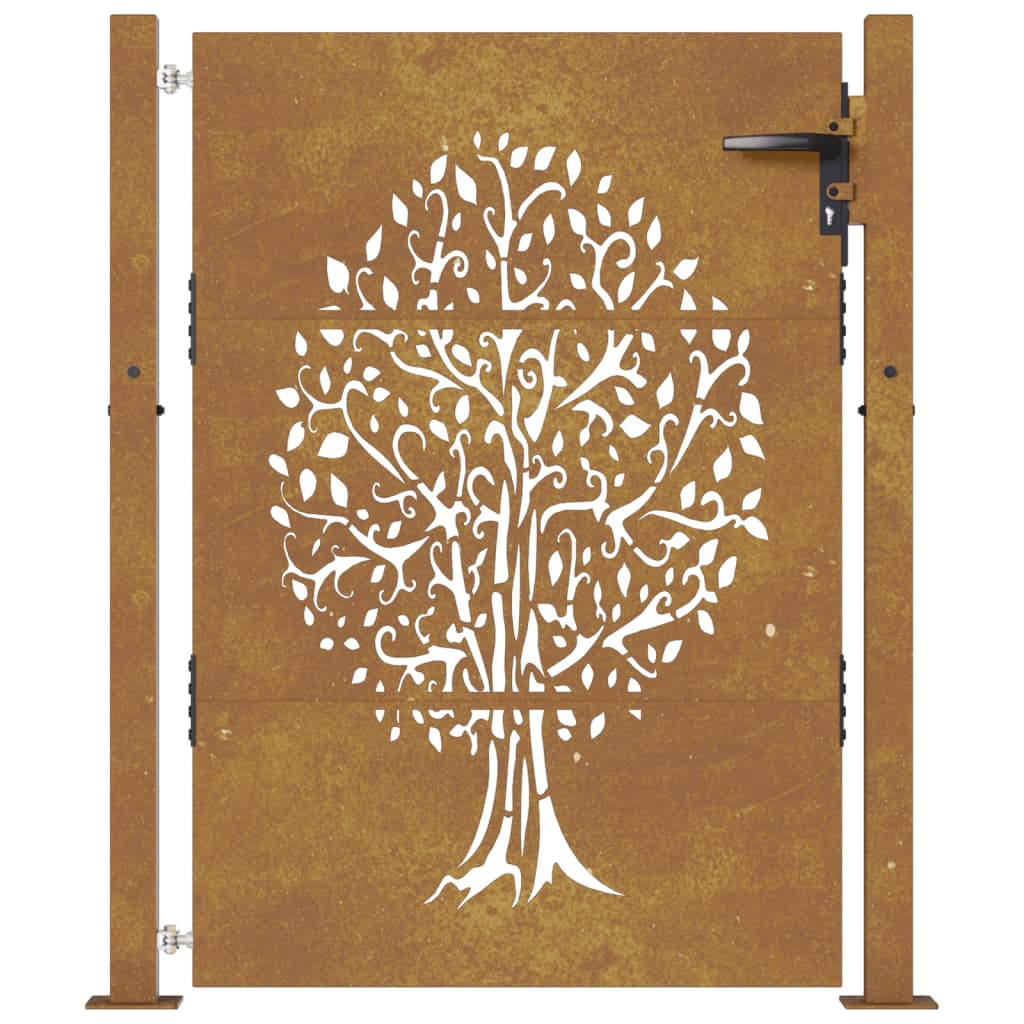 vidaXL Portail de jardin 105x130 cm acier corten conception de l'arbre
