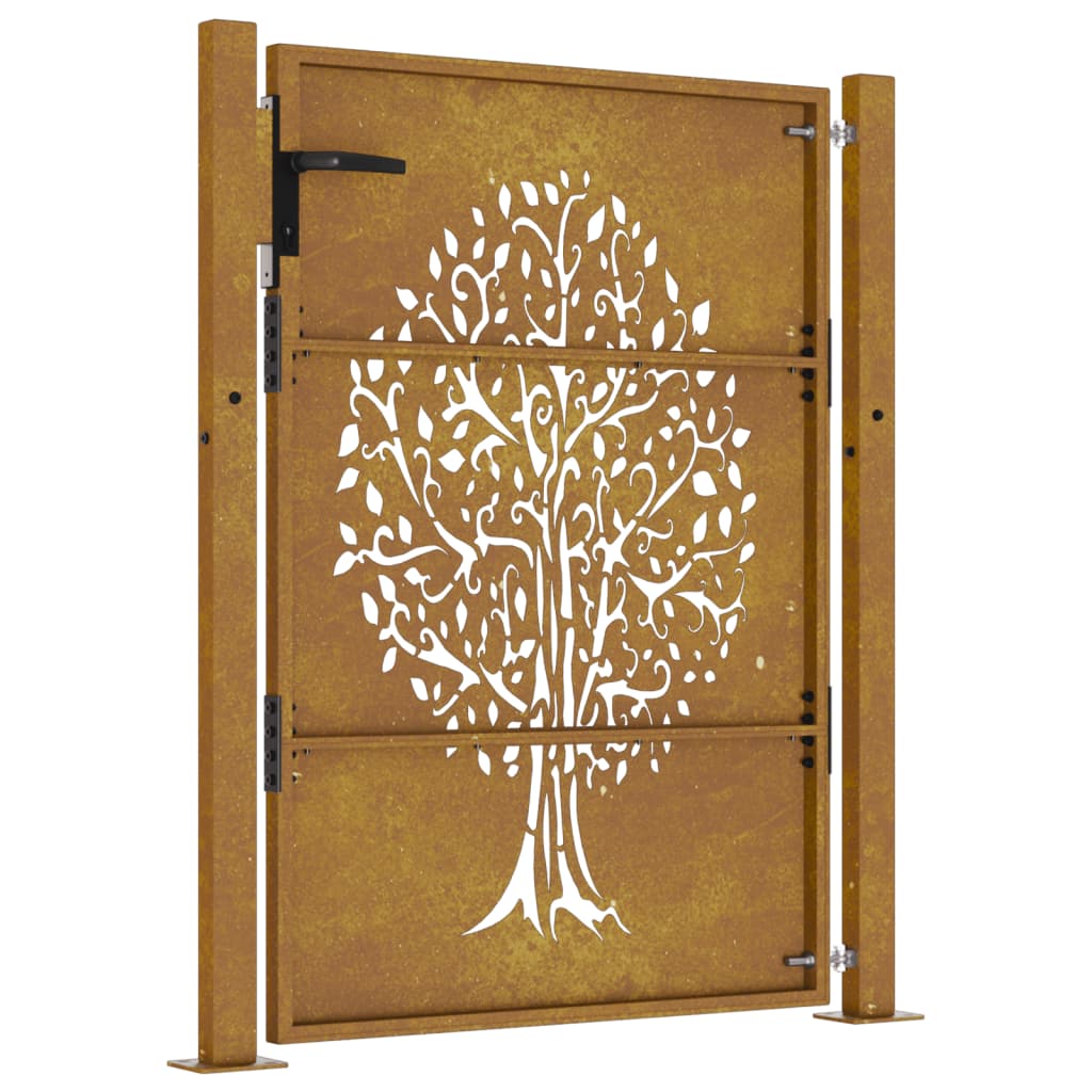 vidaXL Portail de jardin 105x130 cm acier corten conception de l'arbre