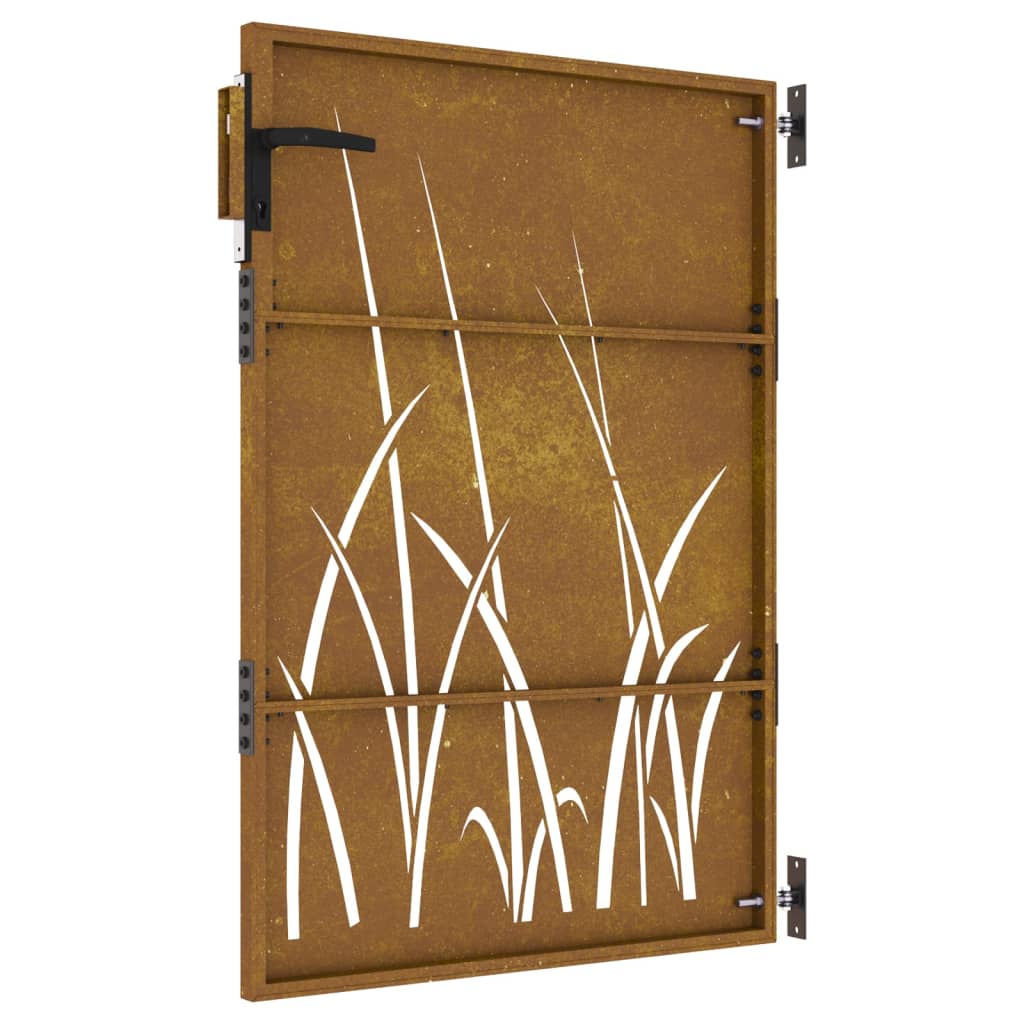 vidaXL Portail de jardin 85x150 cm acier corten conception d'herbe