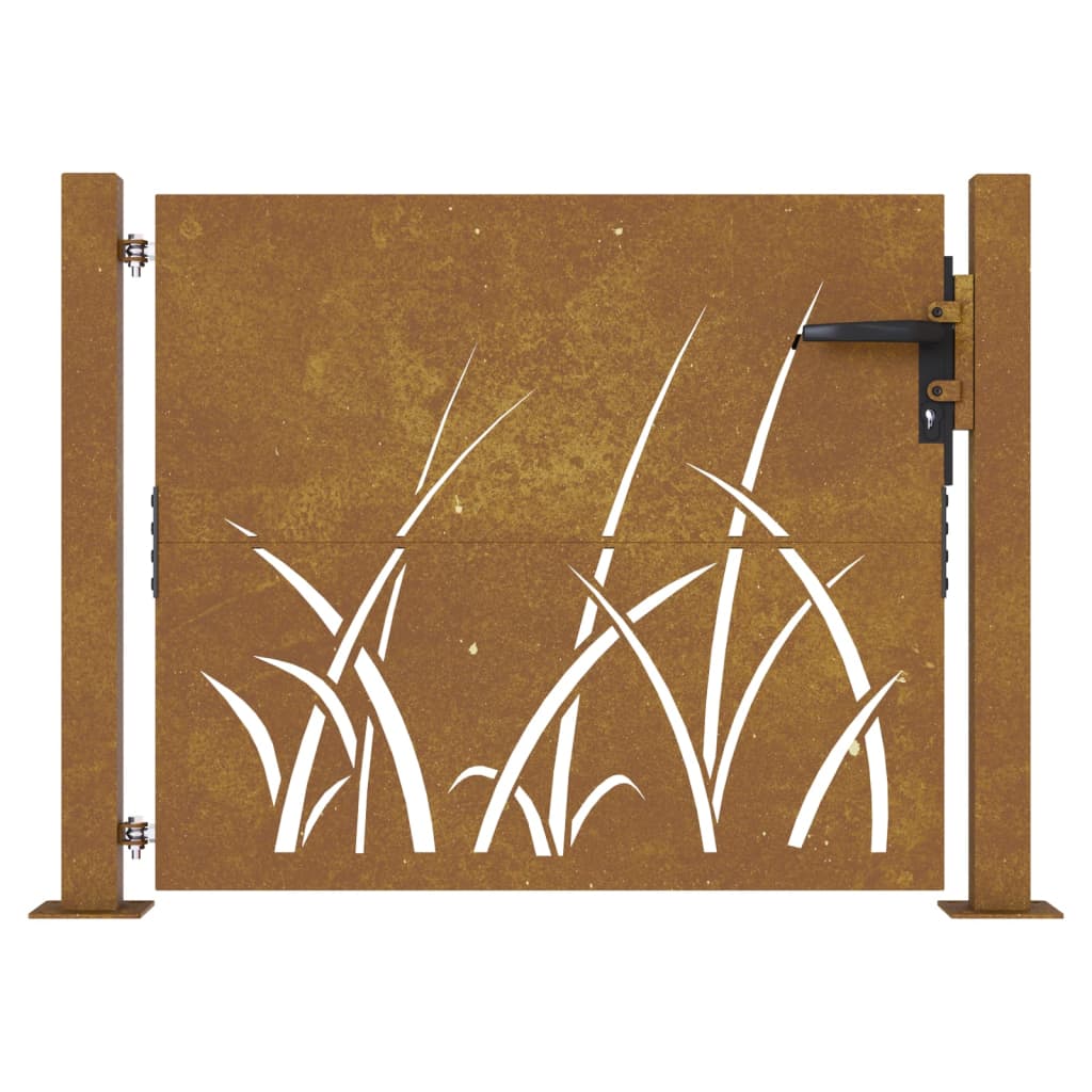vidaXL Portail de jardin 105x80 cm acier corten conception d'herbe