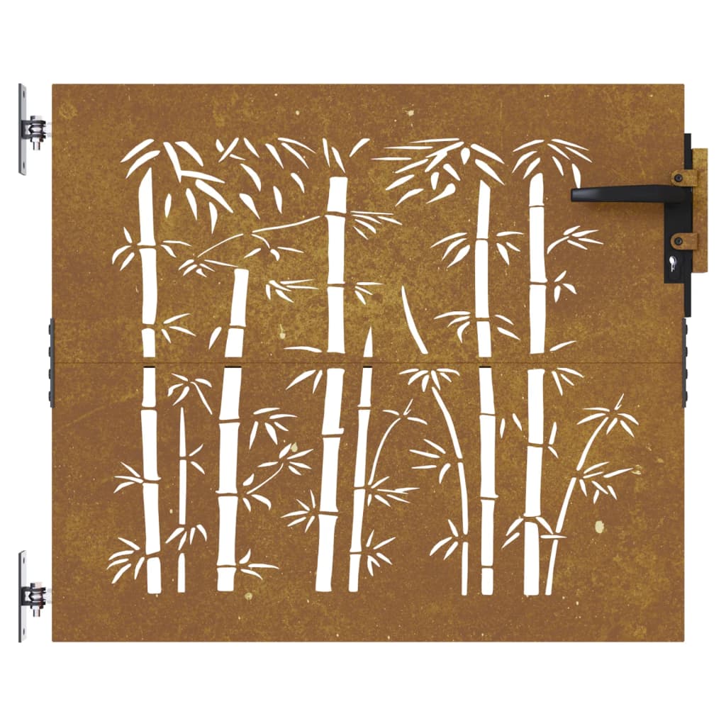 vidaXL Portail de jardin 85x75 cm acier corten design de bambou