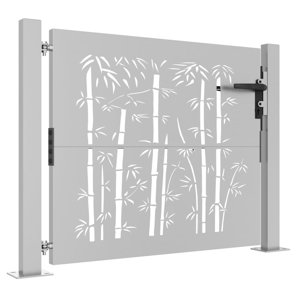 vidaXL Portail de jardin 105x80 cm acier corten design de bambou