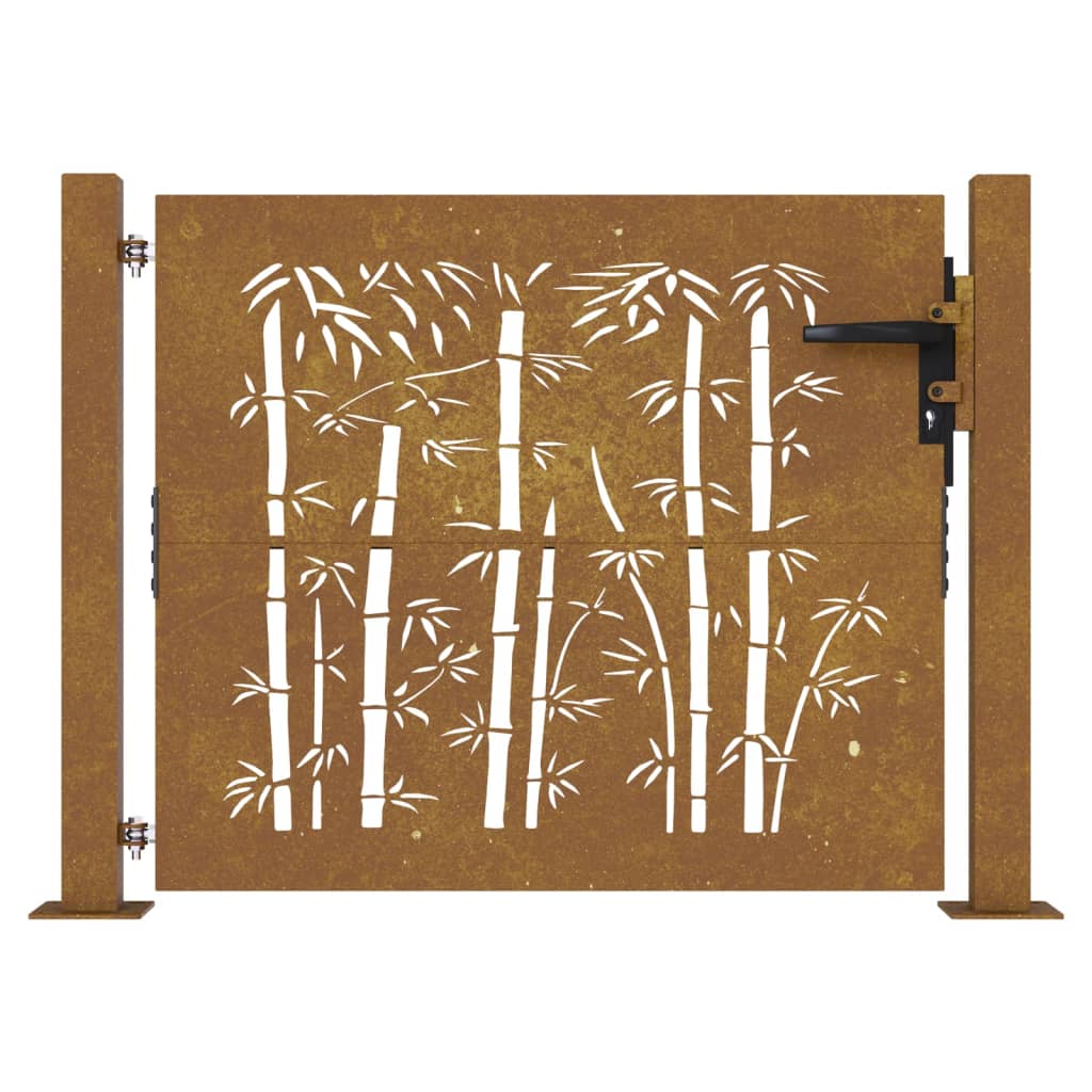 vidaXL Portail de jardin 105x80 cm acier corten design de bambou