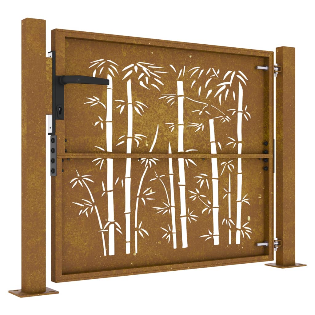vidaXL Portail de jardin 105x80 cm acier corten design de bambou