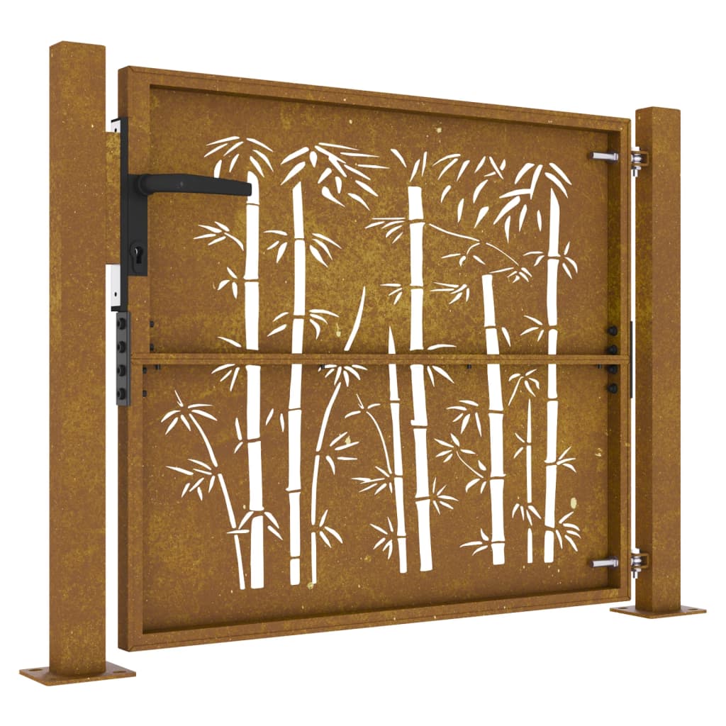 vidaXL Portail de jardin 105x105 cm acier corten design de bambou