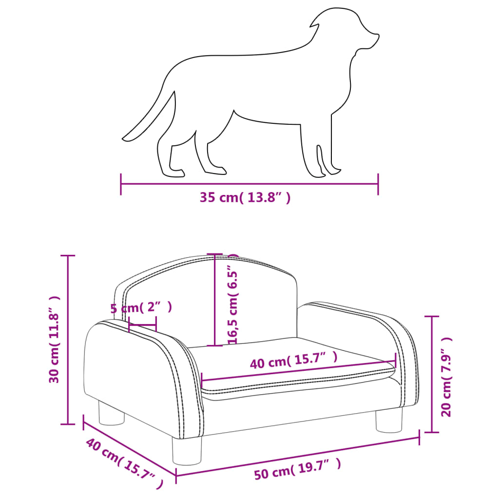 vidaXL Lit pour chien cappuccino 50x40x30 cm similicuir