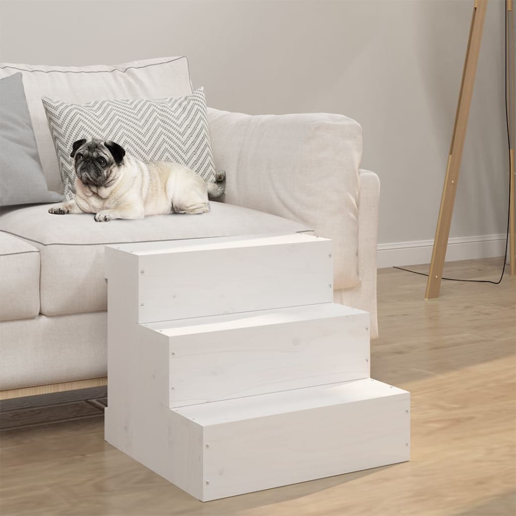 vidaXL Escalier pour animaux de compagnie Blanc 40x37,5x35 cm Bois pin