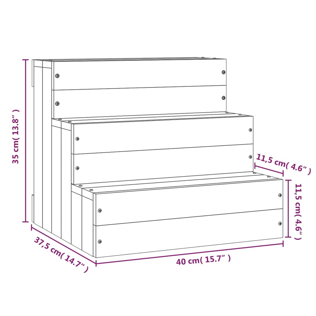 vidaXL Escalier pour animaux de compagnie Blanc 40x37,5x35 cm Bois pin