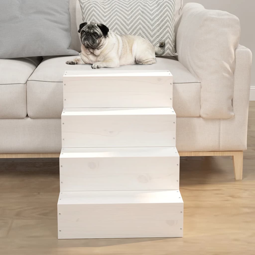 vidaXL Escalier pour animaux de compagnie Blanc 40x49x47cm Bois de pin