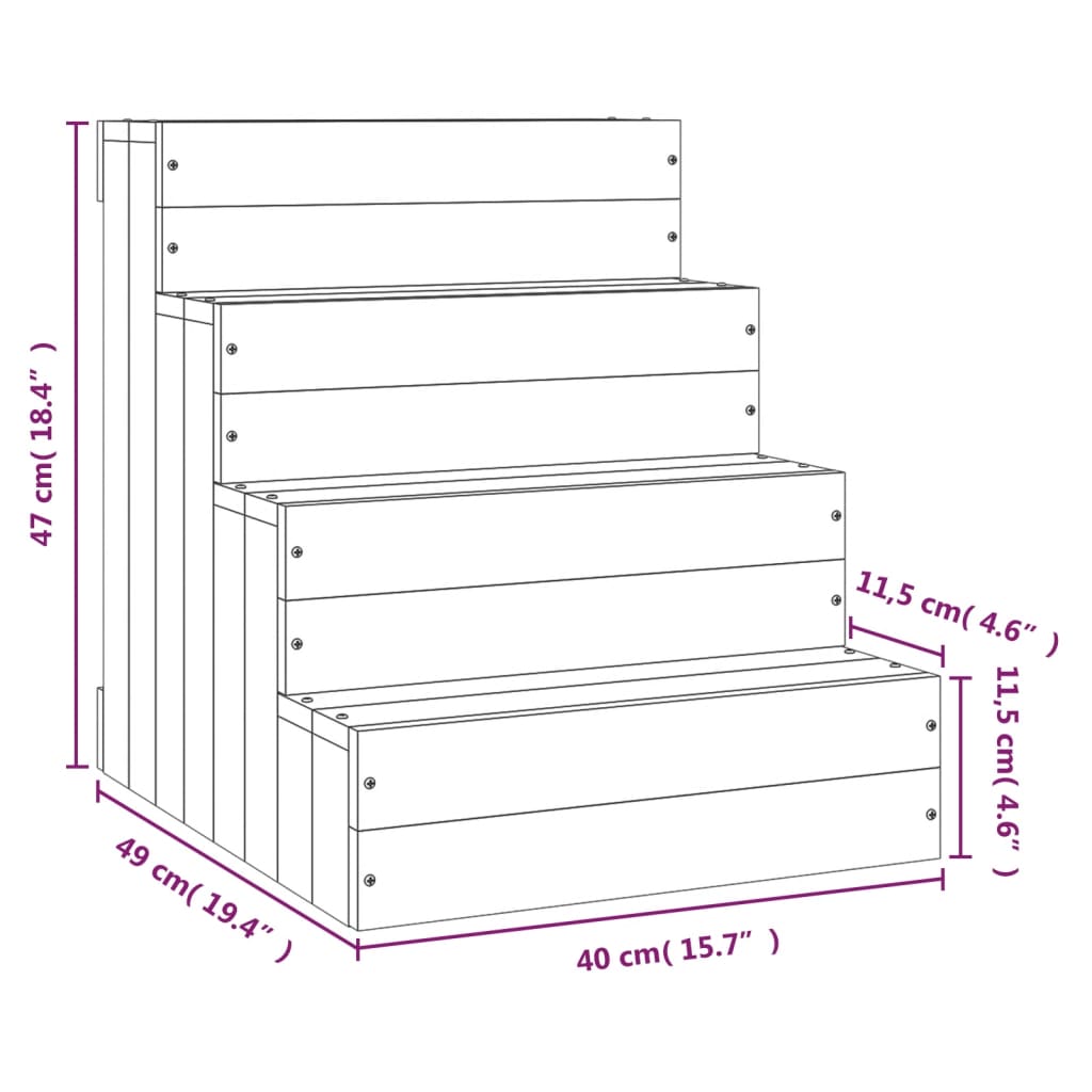 vidaXL Escalier pour animaux de compagnie Blanc 40x49x47cm Bois de pin