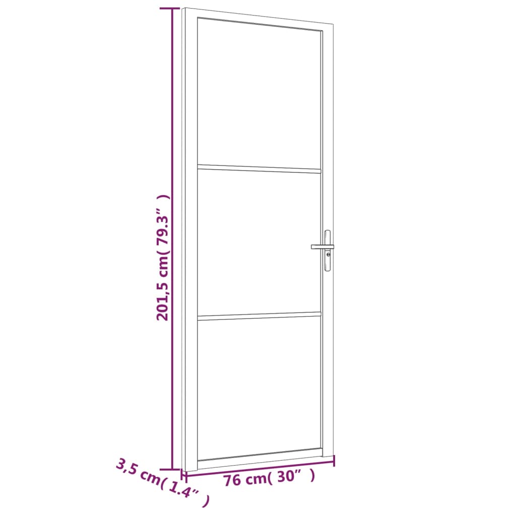 vidaXL Porte intérieure 76x201,5 cm Noir Verre mat et aluminium