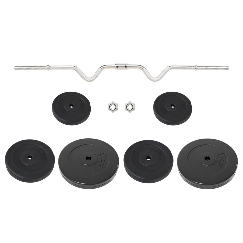 vidaXL Barre d'haltères ondulée avec plaques 60 kg