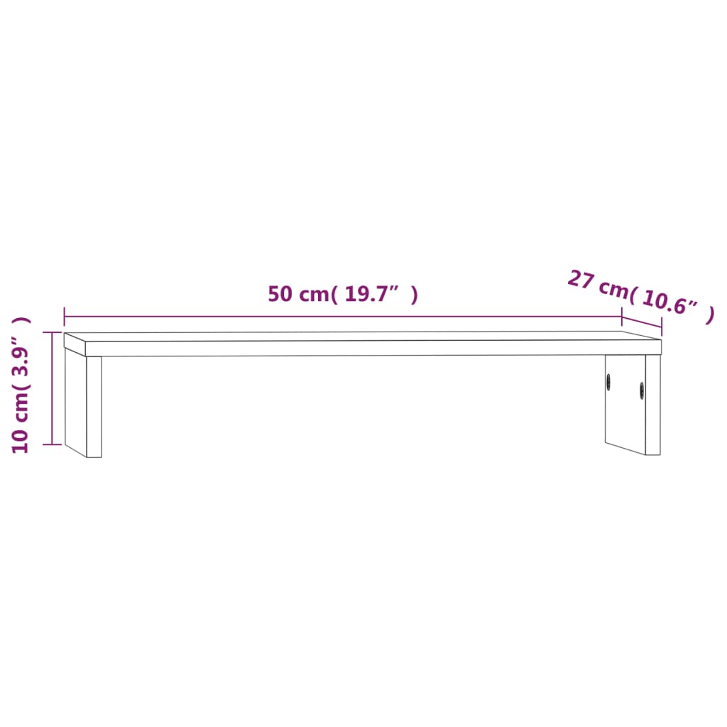 vidaXL Support de moniteur Blanc 50x27x10 cm Bois de pin solide