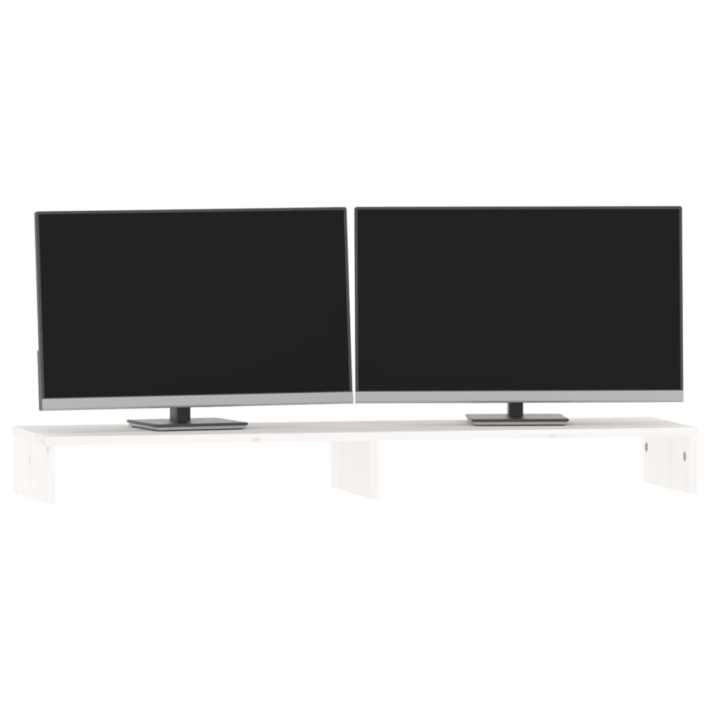 vidaXL Support de moniteur Blanc 100x27x10 cm Bois de pin solide