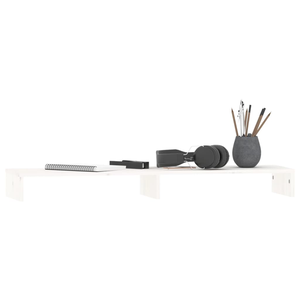 vidaXL Support de moniteur Blanc 100x27x10 cm Bois de pin solide