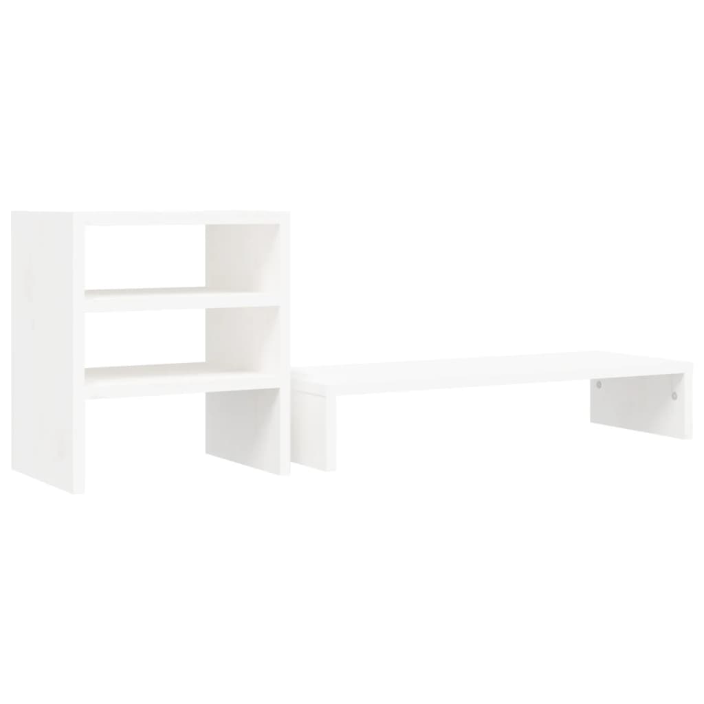 vidaXL Support de moniteur Blanc 81x20x30 cm Bois de pin solide
