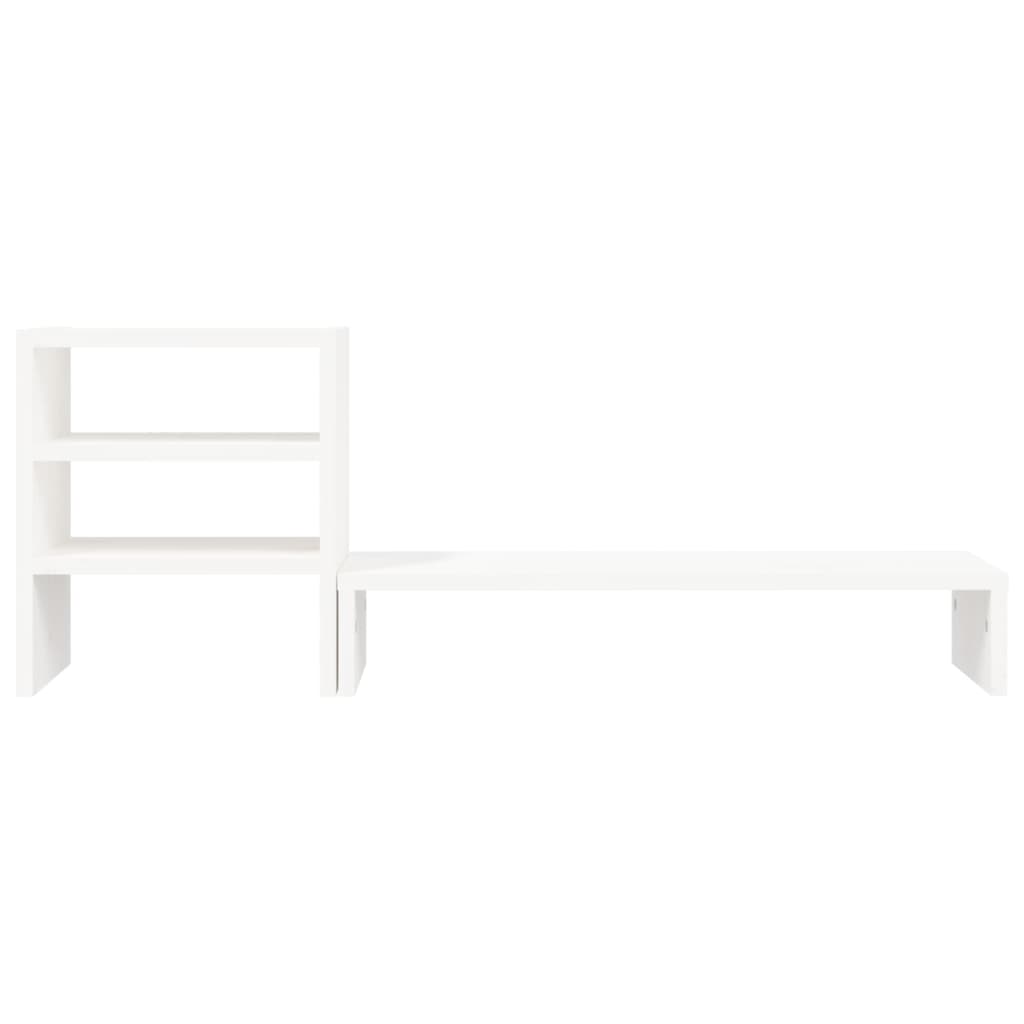 vidaXL Support de moniteur Blanc 81x20x30 cm Bois de pin solide