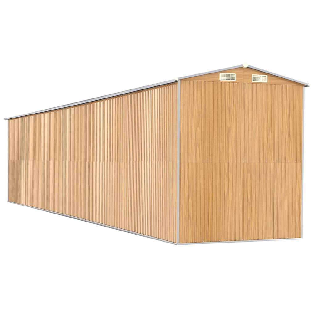 vidaXL Abri de jardin Marron clair 192x938x223 cm Acier galvanisé